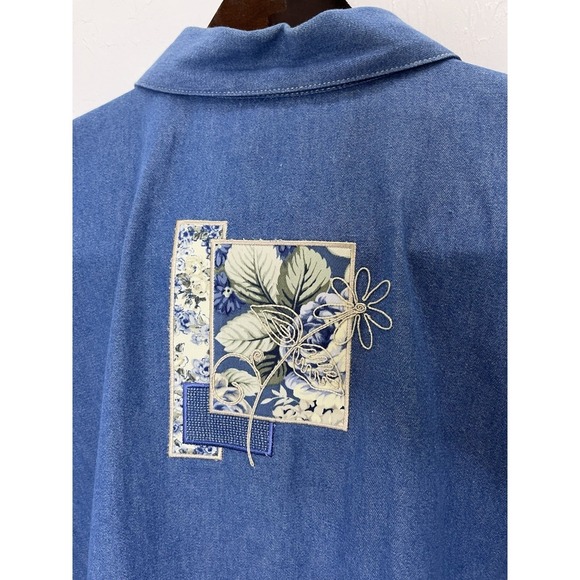 Koret City BluesWomen's  XL Denim Patchwork Embroidered Button Front Shirt - Picture 8 of 14
